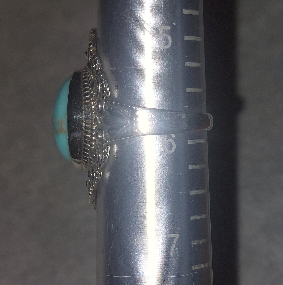 Vintage Style Silver Turquoise Statement Ring - Picture 7 of 7
